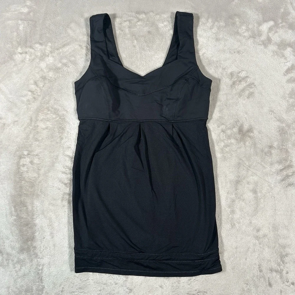 Lululemon Run Tame Me Top Black Size 8 Activewear Tank Drawstring Hem Athleisure